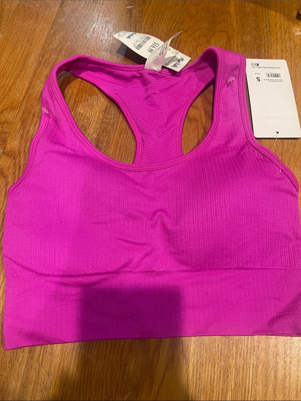 NWT Fuchsia Ribbed Racerback Sports Bra - Picture 5 of 5